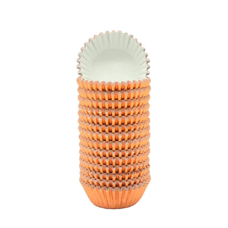 Mombake Mini Orange Foil Cupcake Liners Muffin Baking Cups for Party and More, 300-Count - Image 3
